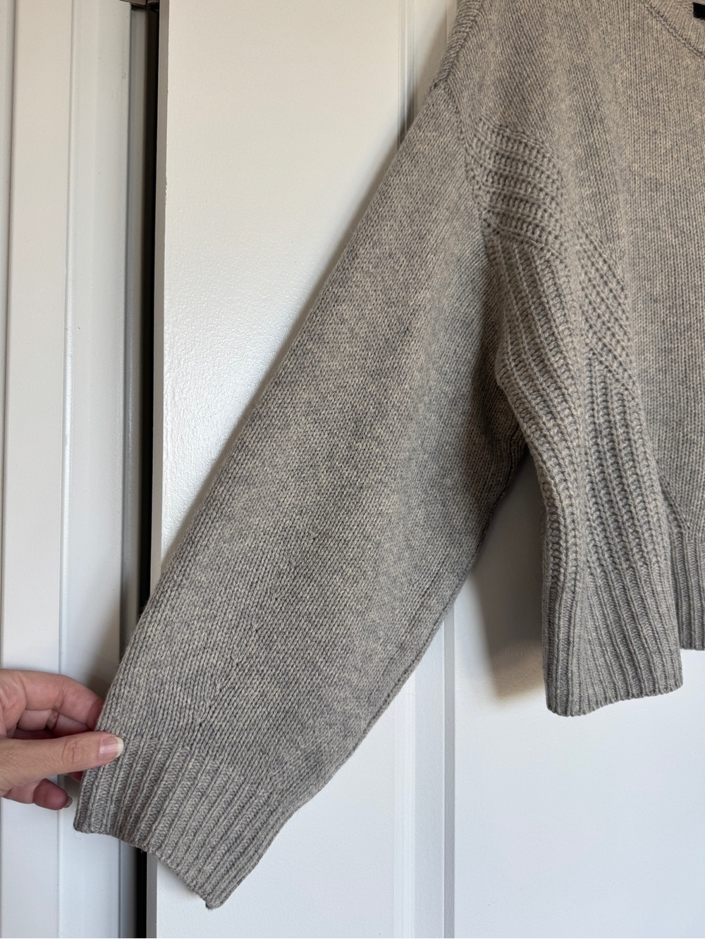 EUC QUINCE 100% Yak Wool Pointelle Detail Relaxed Crew Warm Heather Grey Size XL - Picture 5 of 15